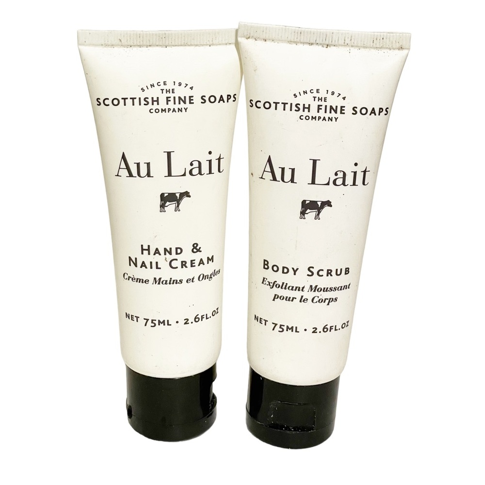 Scottish Fine Soaps Au Lait Hand & Nail Cream Body Scrub 2.6oz Lot‎ Skincare NEW